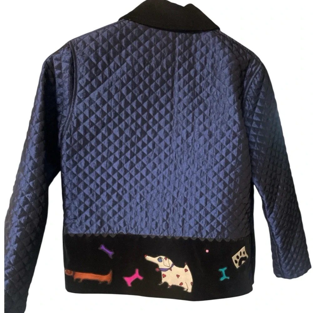 Christine Seineuret Quilted  Full Zip  Jacket With Dogs Women's Small Petite - Picture 2 of 9